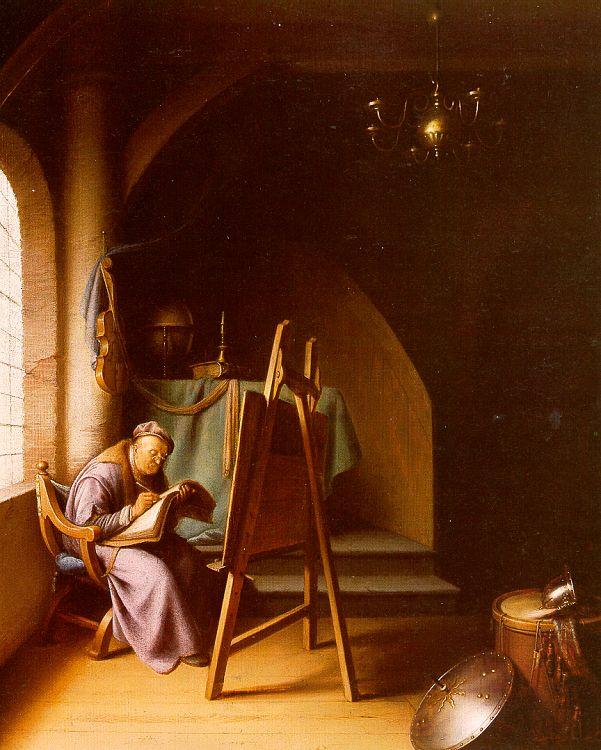 Gerrit Dou Man Writing in an Artist's Studio Sweden oil painting art